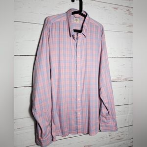 Faherty men's pink and blue button-down shirt size XXL cotton blend recycled